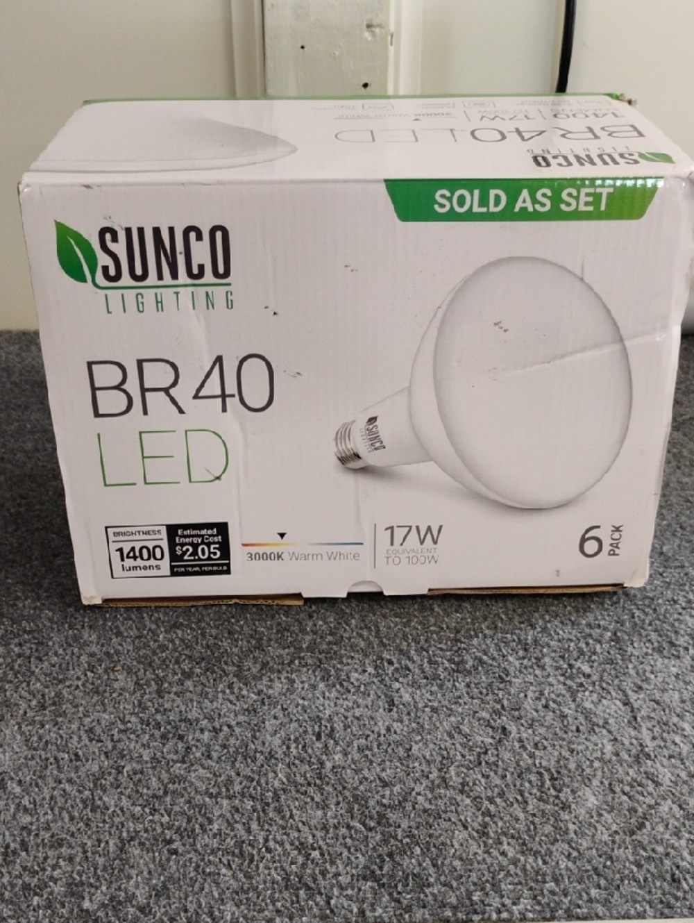 Sunco BR40 LED Bulbs (6-Pack) - White/Green Accents